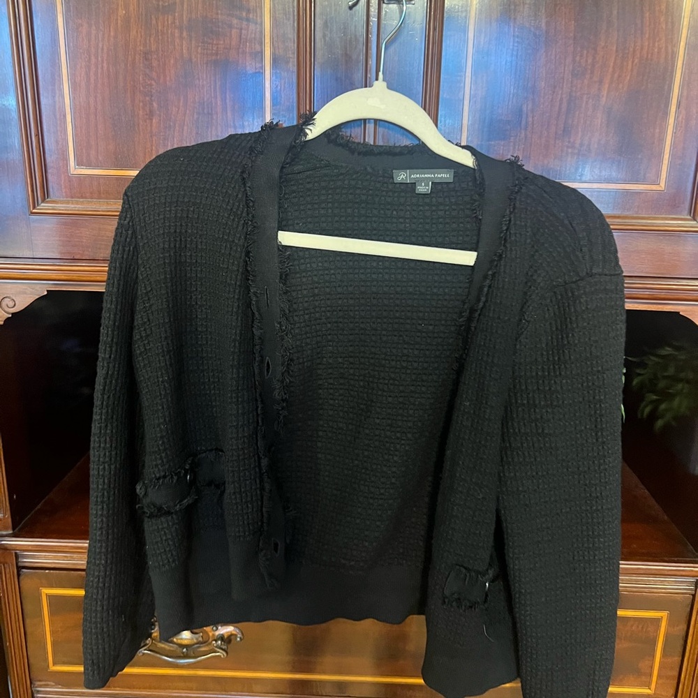 Adrianna Papell Black Textured Cardigan